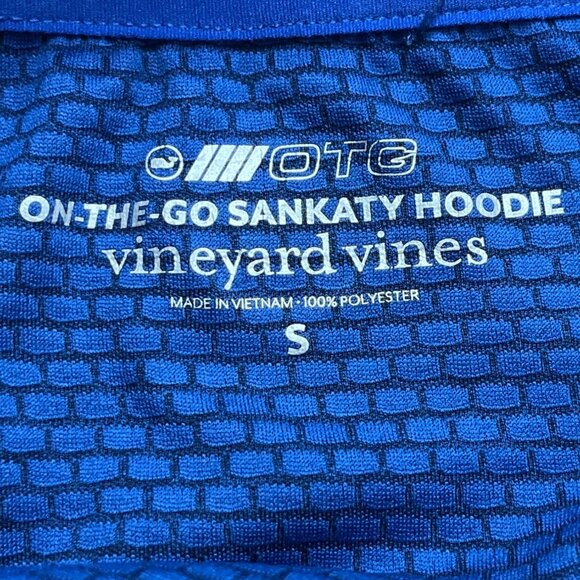 Vineyard Vines Mens Blue Polyester On-The-Go Sankaty Hoodie  Lightweight Size S - Picture 6 of 8